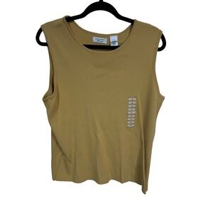 Laura Ashley Goldenrod Yellow Solid Sleeveless Crewneck Tank Top Size 1X New‎